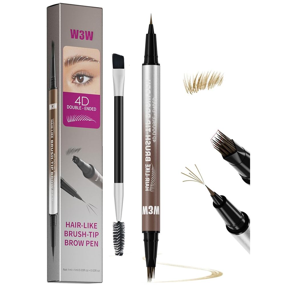 Caneta para Sobrancelhas DUDUDU para Mulheres - Caneta de Microblading de Ponta Dupla com Ponta Multifuncional e Escova
