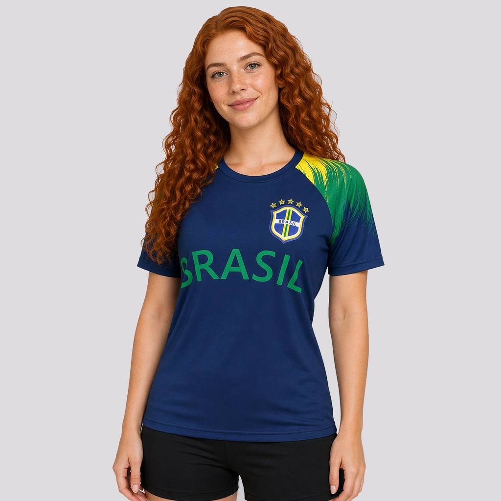 Camisa Brasil Raglan Feminina Marinho