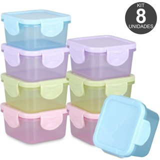 8 Mini Potes para Congelar Papinha c/ Tampa Hermética Porta Leita em pó Frutas para Bebe adultos