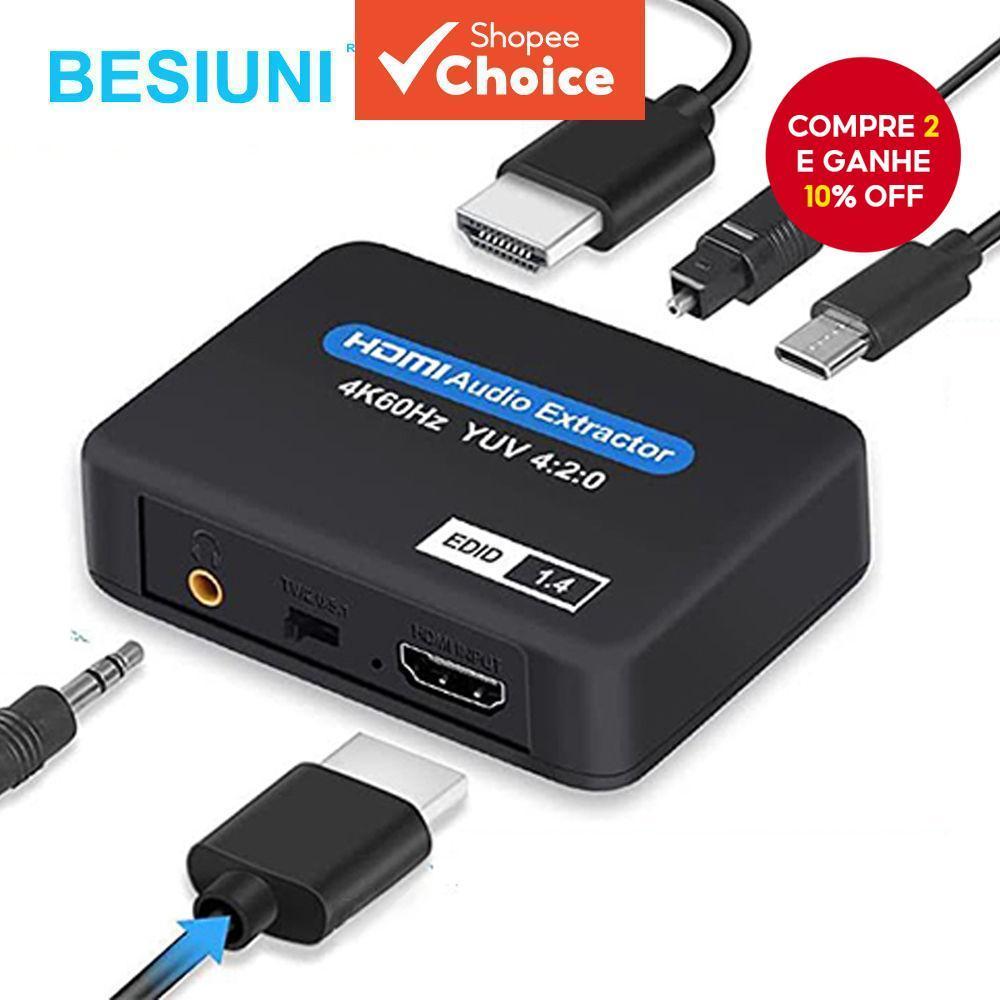 Suporte Para Extrator De Áudio HDMI TOSLINK SPDIF Óptico + Conversor Estéreo De 3,5 Mm Divisor