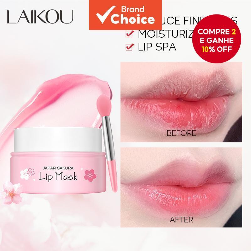 LAIKOU Sakura Máscara Labial Dormir Noite Bálsamo Flores De Cerejeira Reparador De Rugas 8g