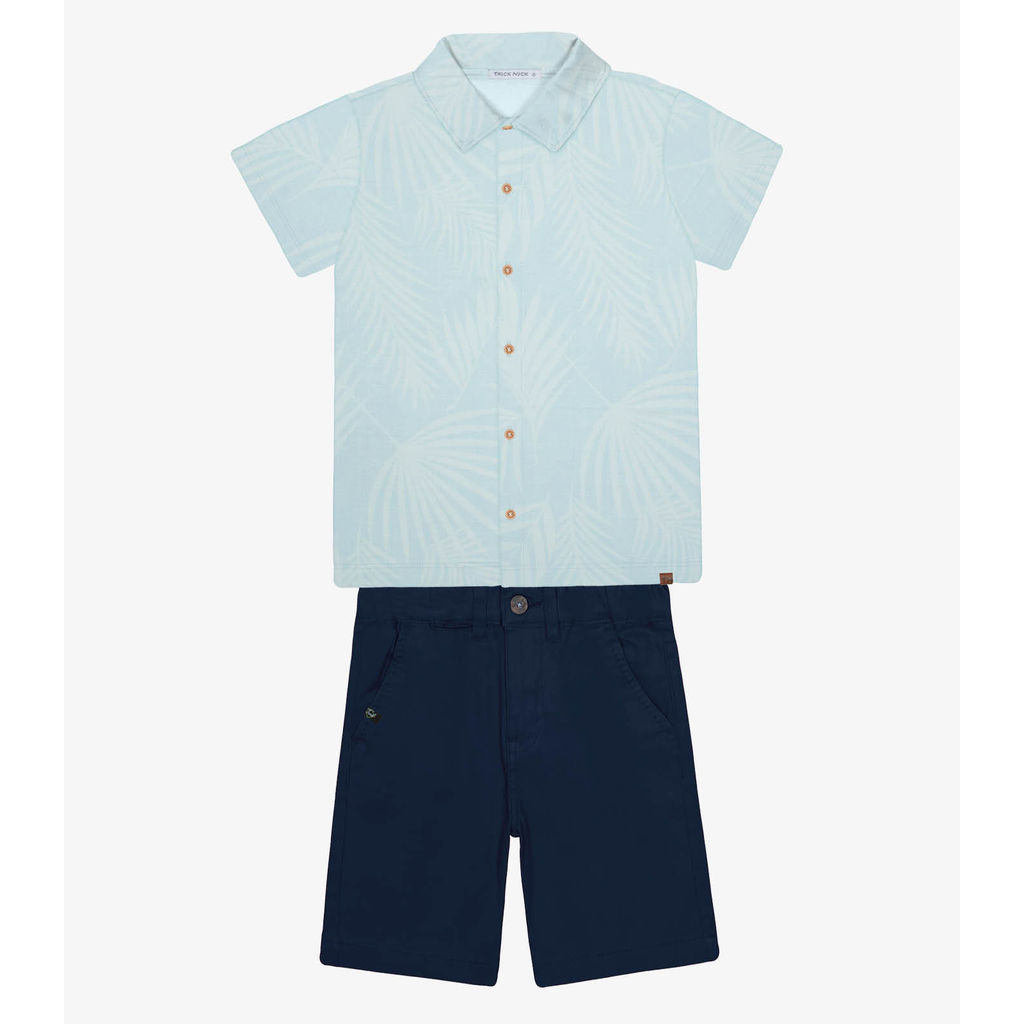 Conjunto Infantil Camisa Com Bermuda Trick Nick Azul
