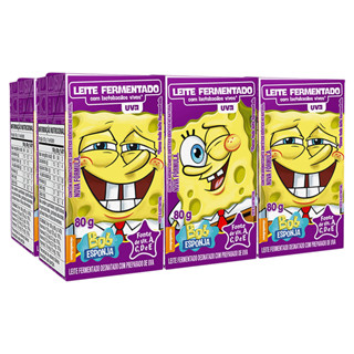 Pack leite fermentado uva bob esponja Elegê caixa 480g 6 Unidades em Oferta na Shopee