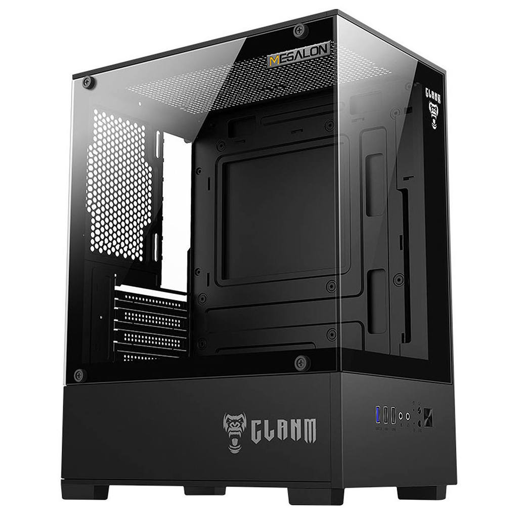 Gabinete Gamer Mini Tower mini-ITX mATX Aço e Vidro Preto 290x190x375mm Megalon Clanm