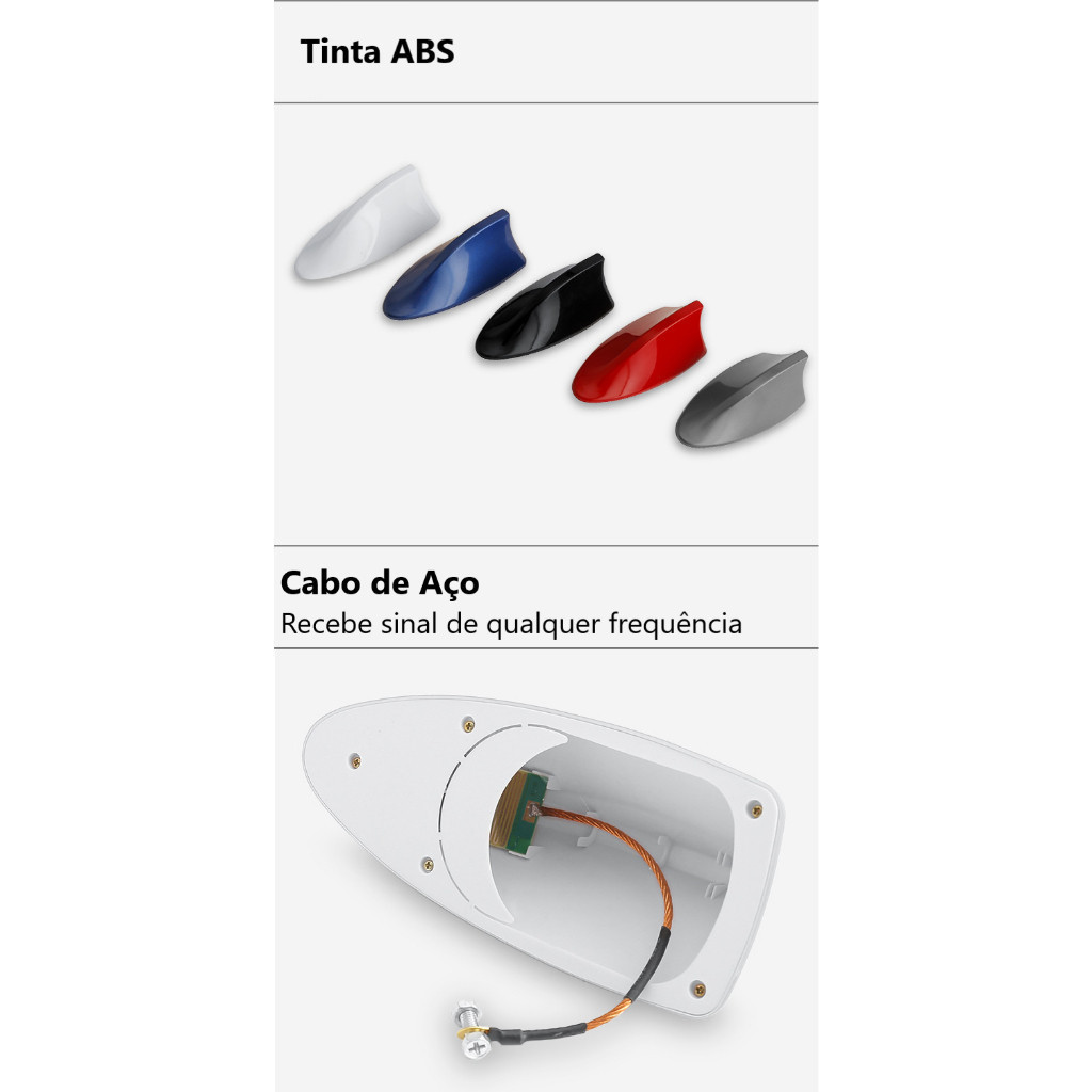 Detalhes do Antena Automotiva 6,0dB Rádio De Barbatana De Tubarão Do Carro Sinal FM Para Todos Carros de Teto Curvado ZEM