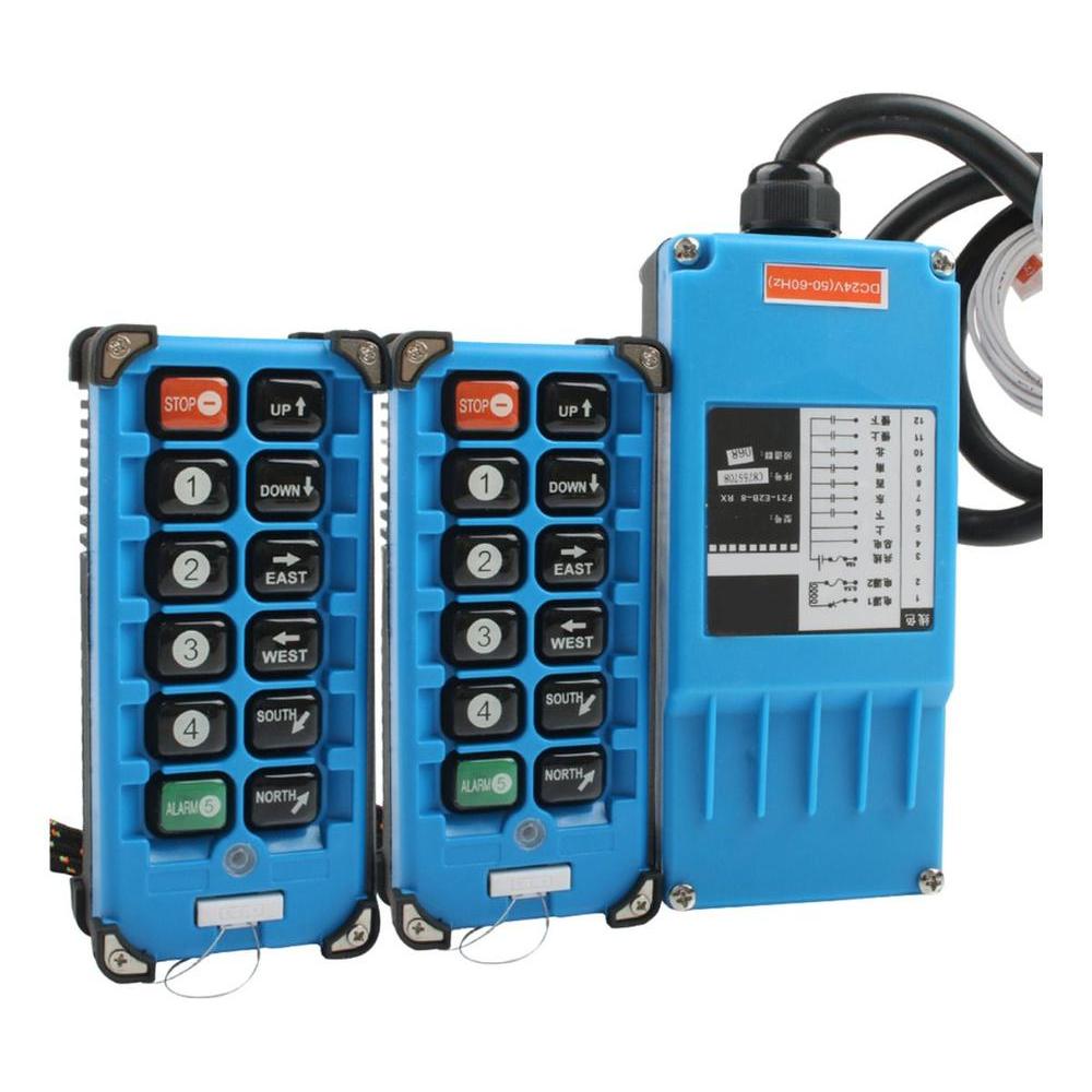 kit 2 Controle Remoto Industrial Ponte Rolante F21-E2B-8 8 Botões 220V YDBJ Talha Guincho Sem Fio Transmissor Recepto