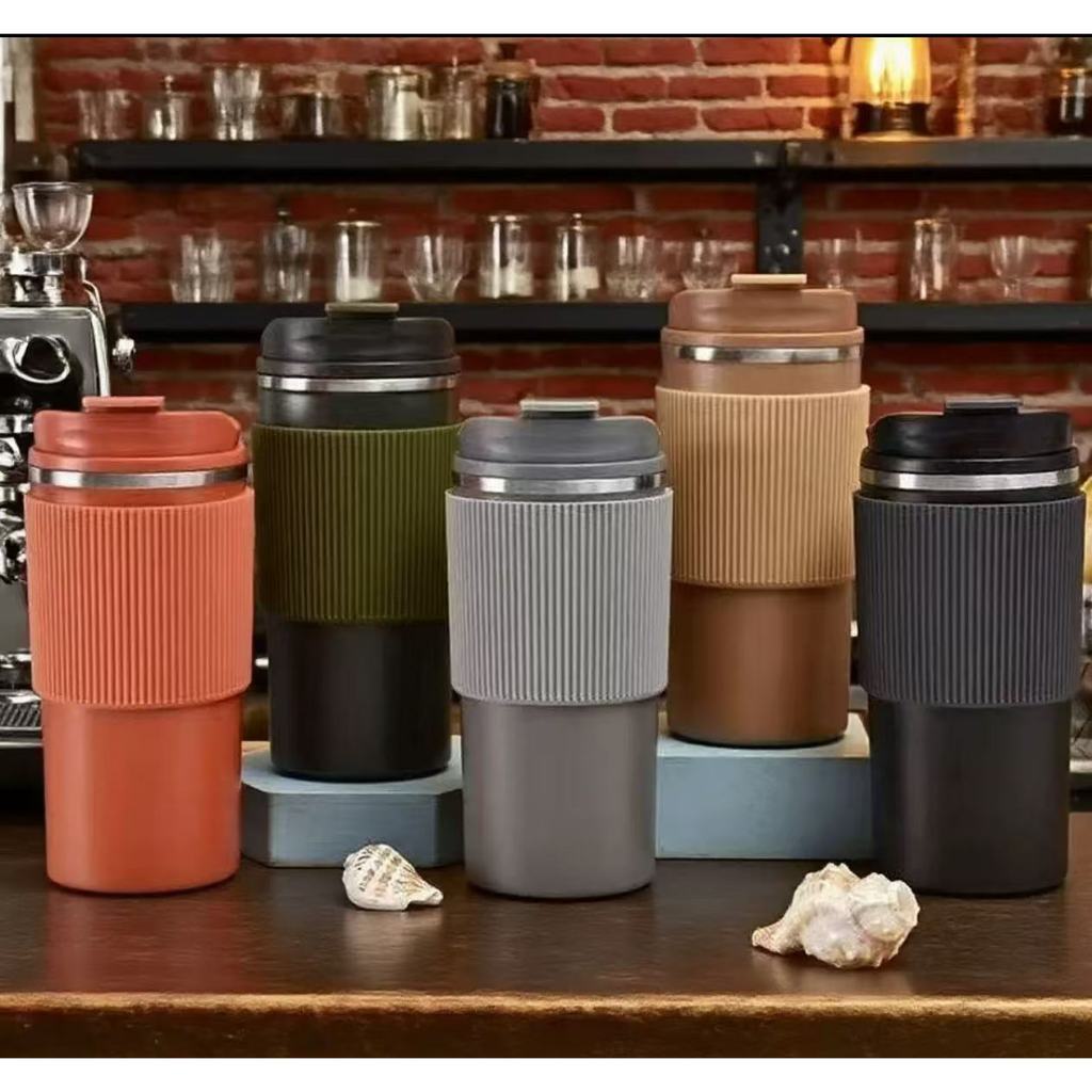 Caneca Copo Térmico com Tampa  Aço Inox Quente E Frio 480ML Capa de silicone para copo Xícara de café carro SACUDIR DP em Oferta na Shopee