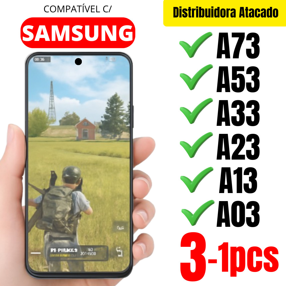 3X Películas Cerâmica Fosca Transparente 3D P/ Samsung A73 / A53 / A33 / A23 / A13 / A03 Matte