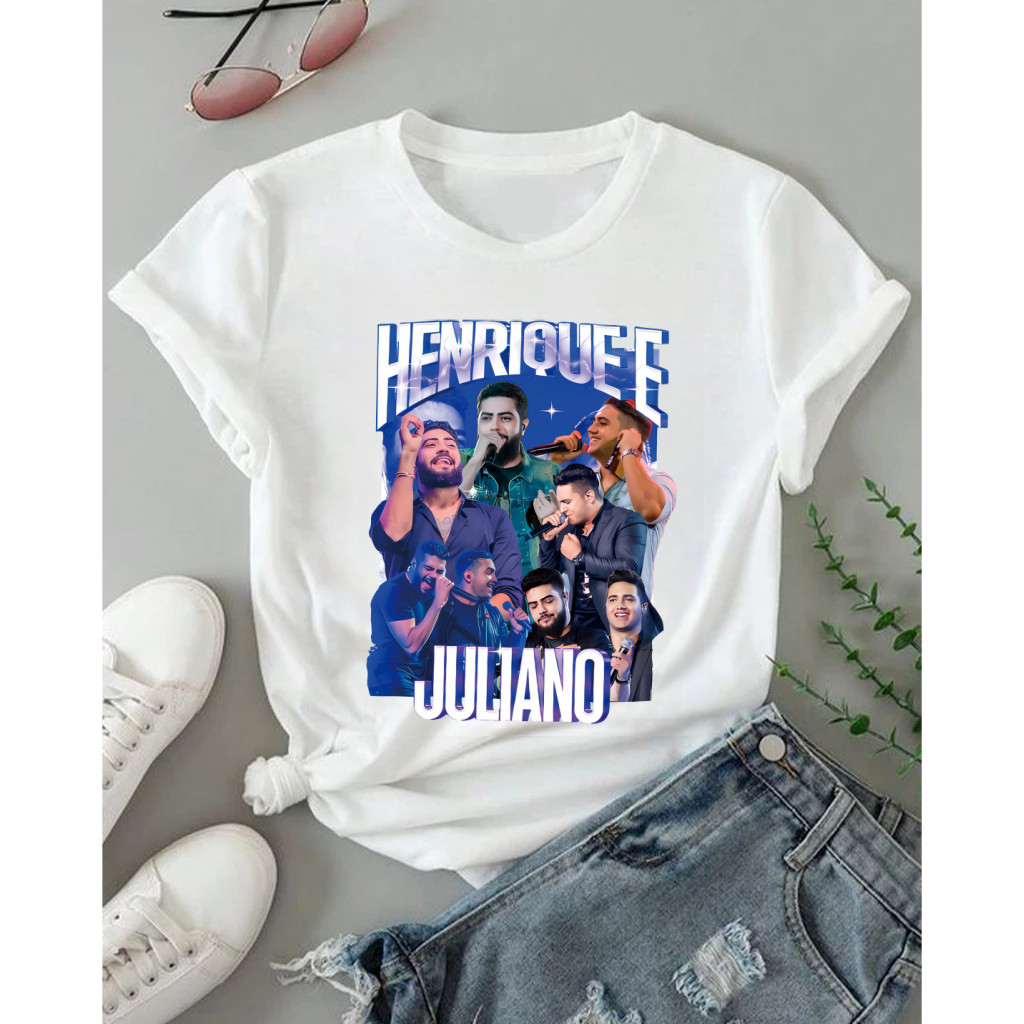 [Camiseta Premium em Algodão Puro]TT Camiseta Henrique e Juliano Show Turnê 2026 Blusa Básica Casual Unissex