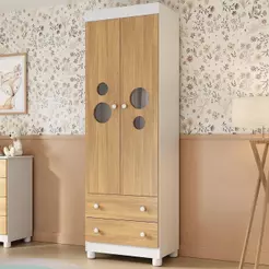 Guarda-roupa Infantil 62cm 2 Portas com Vidro e 2 Gavetas Bombom Multimóveis MP4461