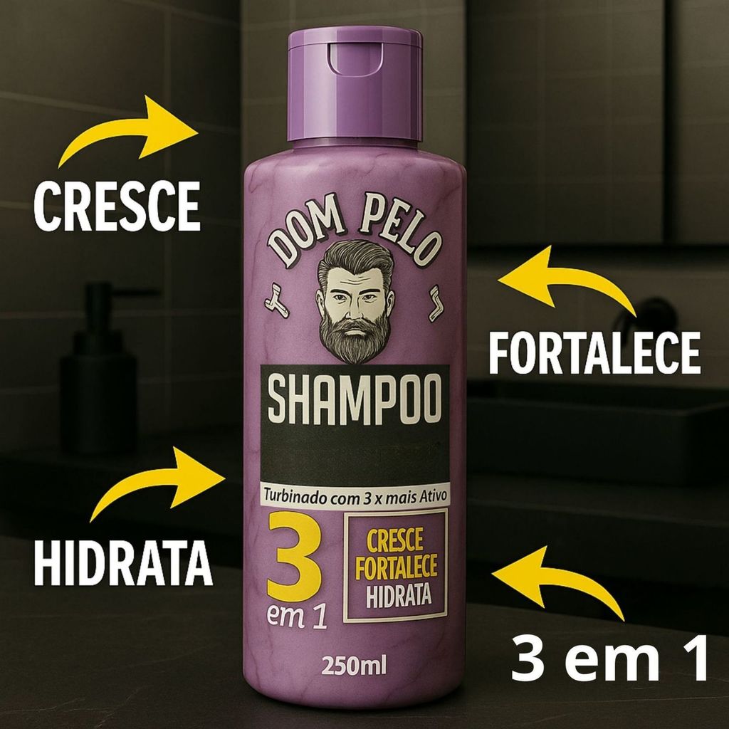 Shampoo Cresce, Fortalece e Hidrata Dom Pelo 3 em 1