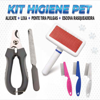 Kit Pet – Alicate Pet + Lixa de Unha + Pente Anti pulgas + Escova Rasqueadeira - Pequeno Médio Porte em Oferta na Shopee