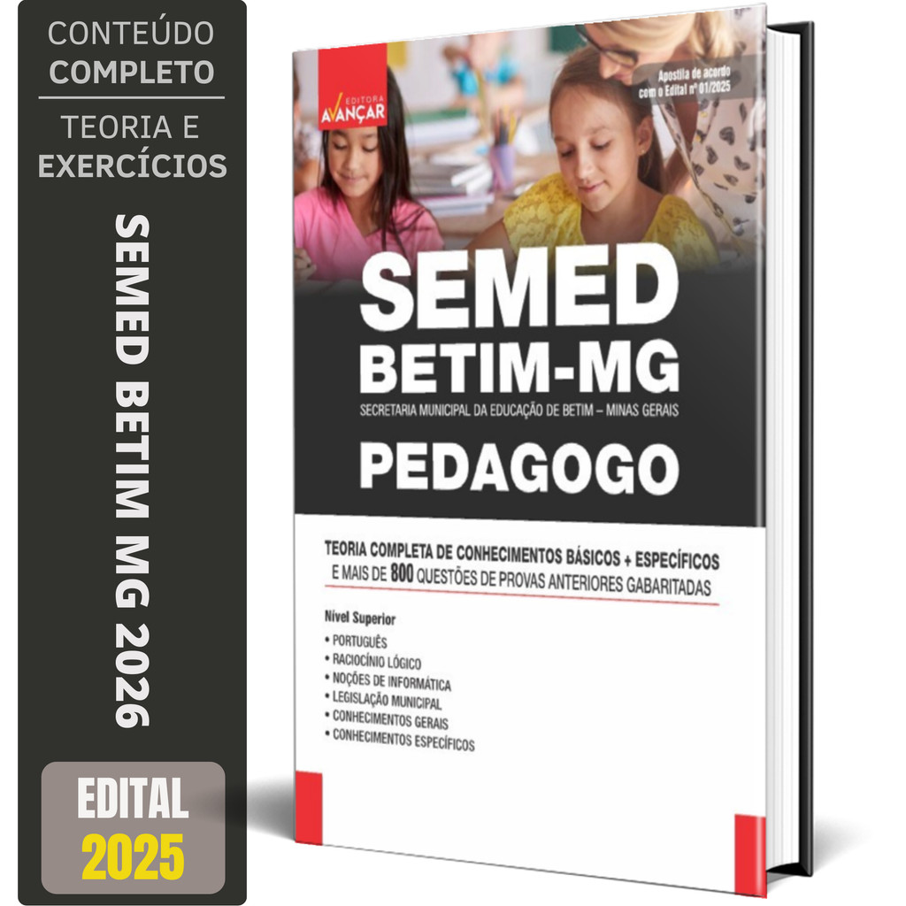 Apostila SEMED Betim Mg 2026 - Pedagogo