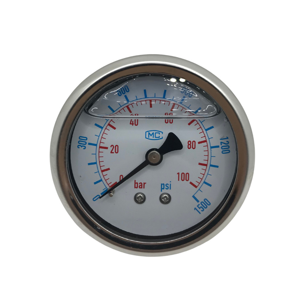 Medidor De Pressão Horizontal Glicerinado Inox 100Bar Visor 63mm Manômetro 1500Psi Rosca 1/4