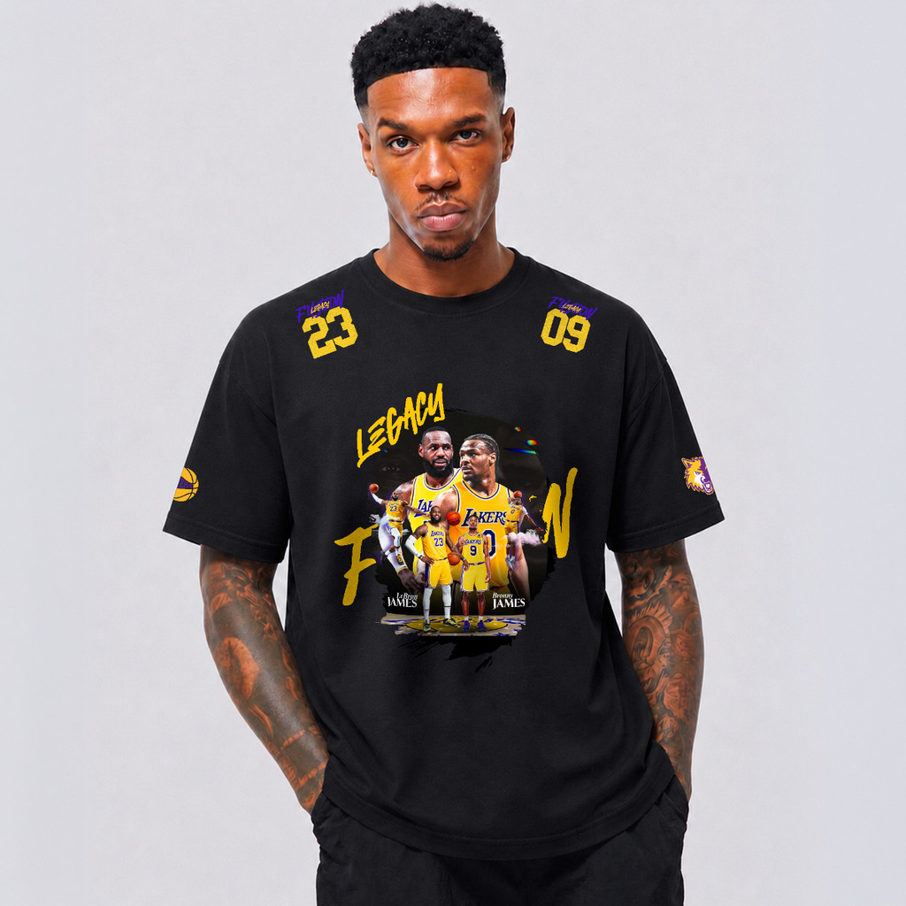 Camiseta Masculina Lakers Basquete Legacy 23 e 09 Streetwear Lebron Fio 30.1 Confortável