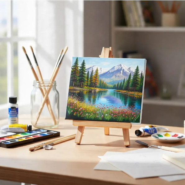Tela Artística Para Pintura Com Suporte Cavalete Escolar Arte Artesanato Tamanhos