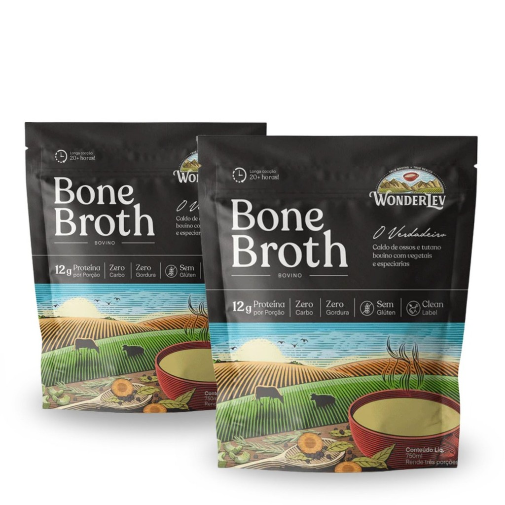 Kit 2 Caldo de Osso Bovino Bone Broth 750ml - WonderLev