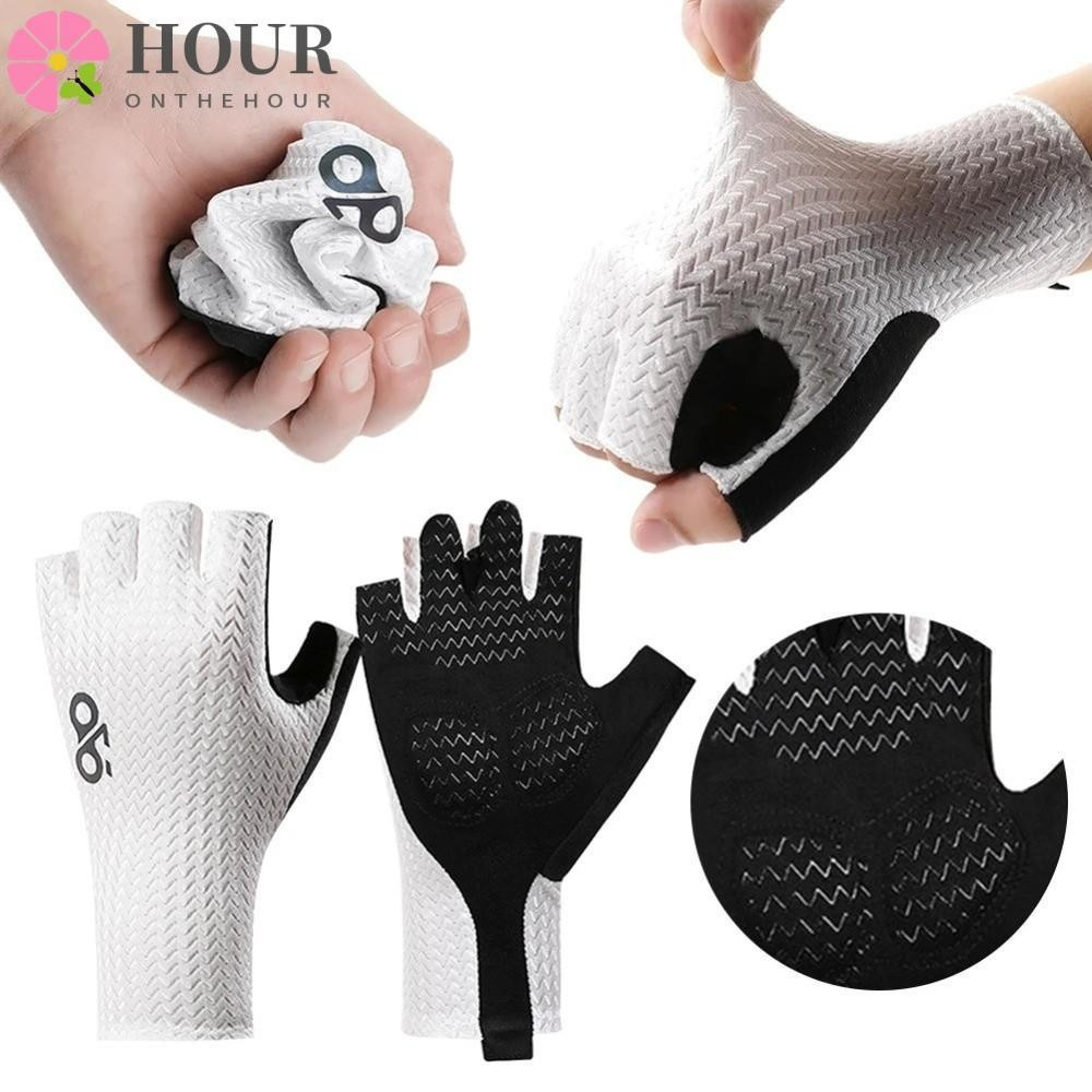 Luvas De Ciclismo HOUR , Respiráveis Antiderrapantes De Meio Dedo , Luva De Bicicleta De Estrada À Prova De Choque Resis