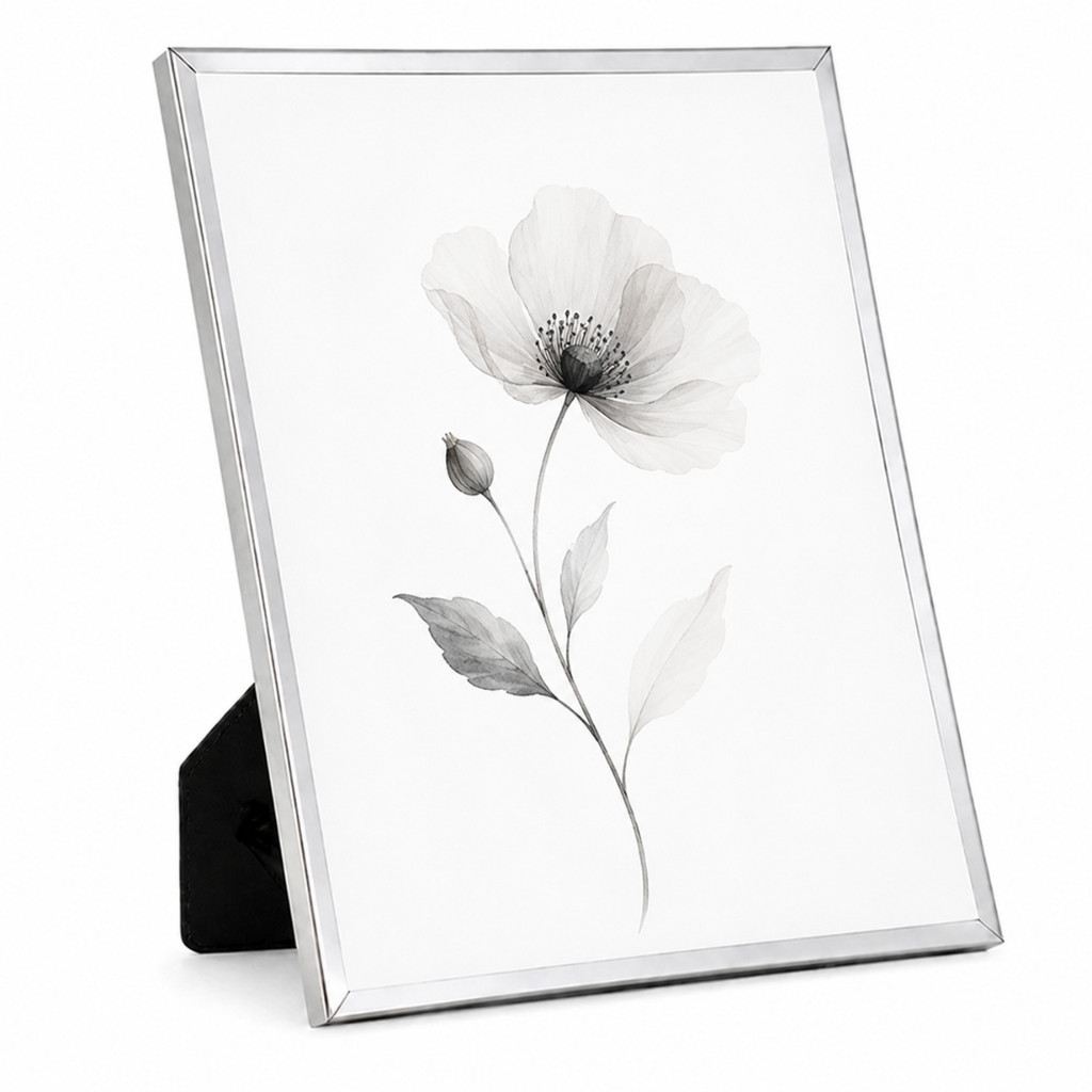 Porta Retrato De Metal Prateado Com Vidro Grande 20 X 25 Cm Luxo Elegância Decoração Para Casa Espelhado