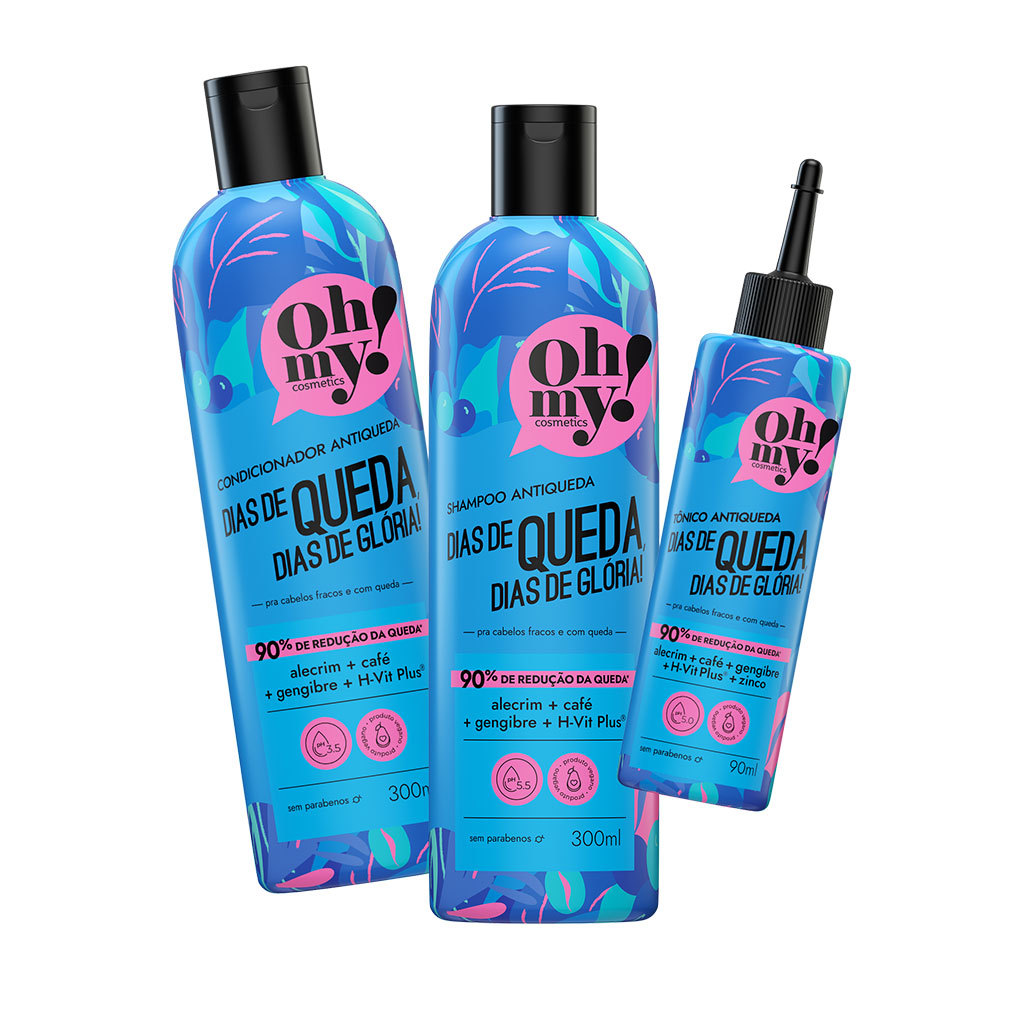 Kit Dias de queda, dias de glória! 300ml Oh My (3 itens)| Tratamento antiqueda