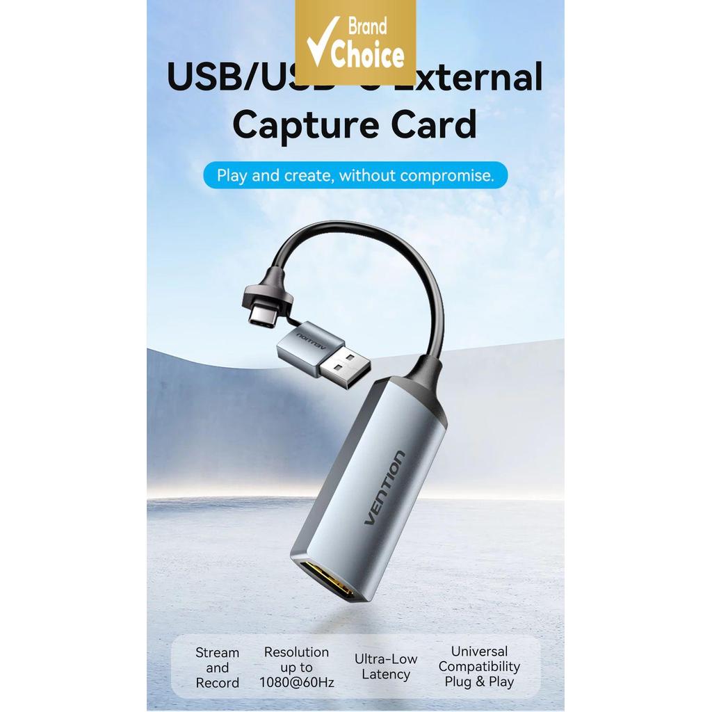 Placa de captura de vídeo HDMI USB 2.0 da Vention 1080P 60Hz de alta definição para gravação e transmissão ao vivo de