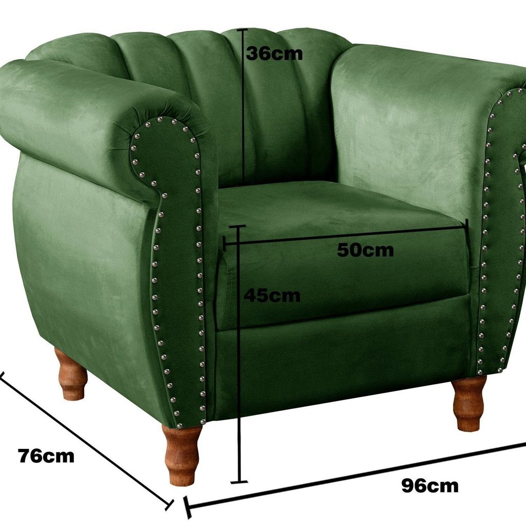 Poltrona Realeza Chesterfield Cadeira Vintage Decoração Retrô Verde Verde