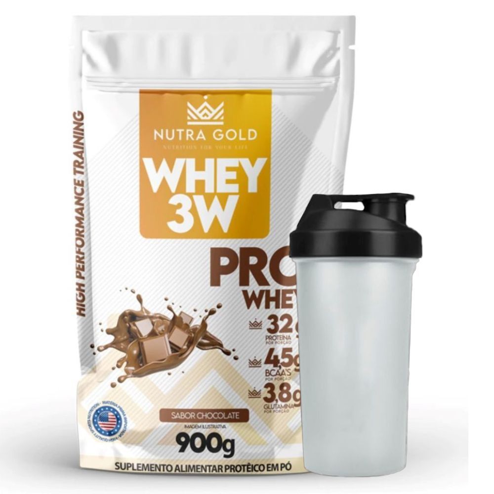 Nutra Whey Pro 3w Chocolate 900g Coqueteleira - Nutra Gold