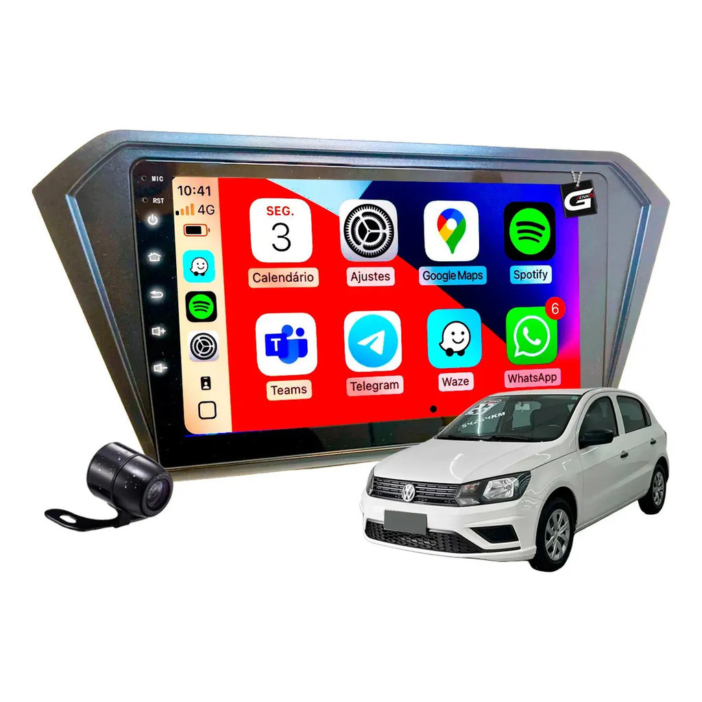Multimidia Mp10 Carplay Sem Fio 9p Espelha iPhone Gol 17-23