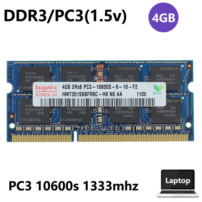 4GB 2GB 2Rx8 PC3 10600s DDR3 1333MHz 1.5v Tensão ram Para Laptop notebook Memória