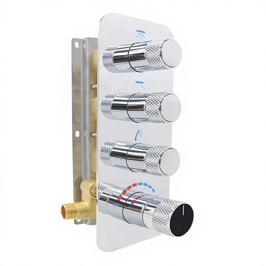 Novo HOMEDEC Chrome 3 Vias Chuveiro Desviador Mistura Válvula De Controle Inteligente Multi-Função Controles Independent