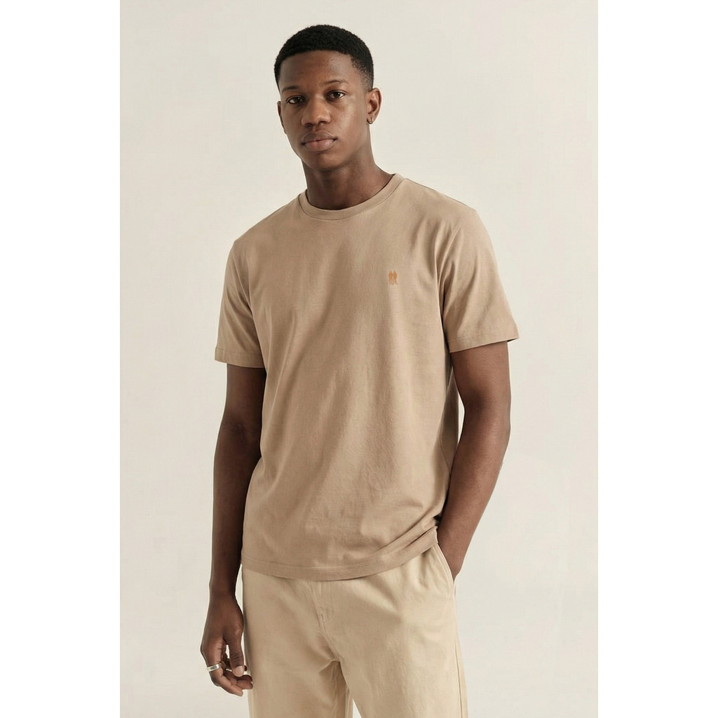 Camiseta Básica Confortável Polo Wear Bege Médio