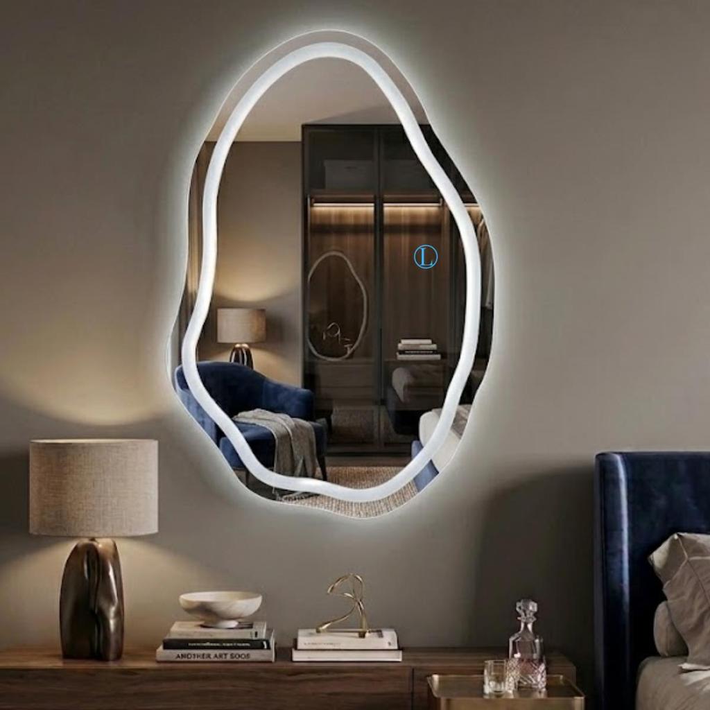 Espelho Lopazzi Orgânico Vênus 90x60 Com LED para Lavabo, Corredor,Salão, Barbearia,Penteadeira,Hall e Closet