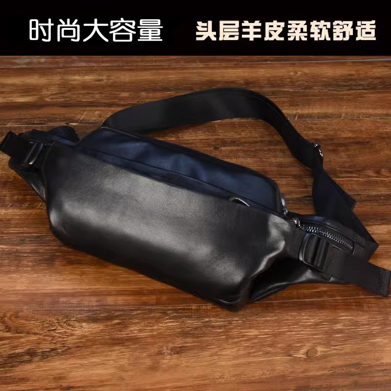 Primavera verão novo estilo peito cintura saco masculino couro genuíno multifuncional lazer esportes ao ar livre mensage