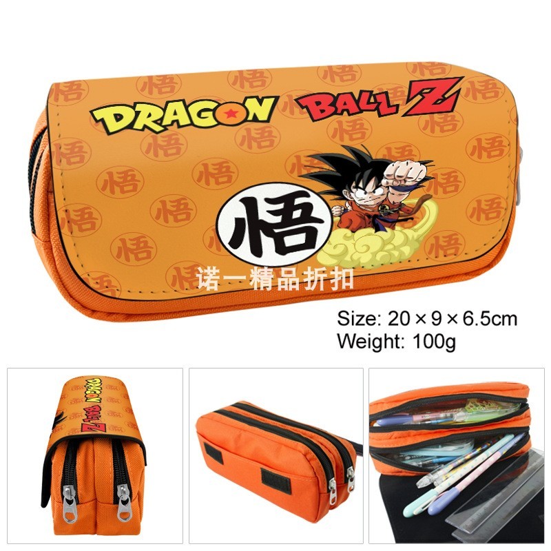 Dragon Ball Z Estojo Goku Caixa de papelaria Vegeta Bolsa de papelaria Troncos Bolsa de lápis Camada dupla Grande capaci