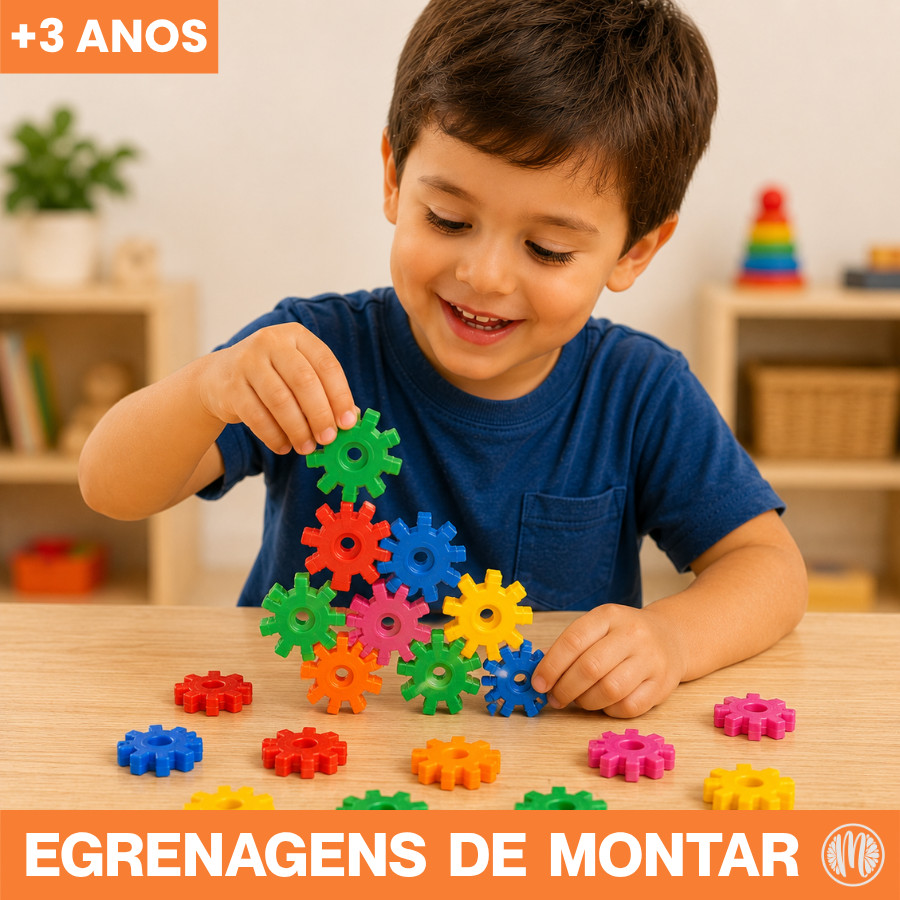 Kit Blocos de Montar Engrenagens Mágicas Educativas e Criativas 40 ou 160 Peças Monta e Aprende
