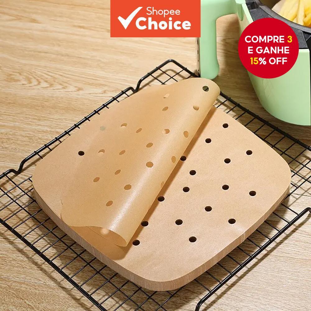 8,5 Polegadas 100 Peças Papel Absorvente de Óleo Perfurado para Fritadeiras A Ar Uso Doméstico Lata de Silicone em Oferta na Shopee
