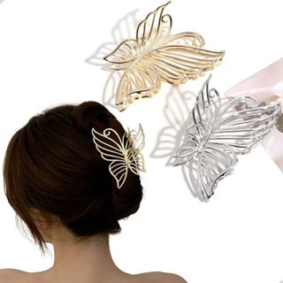 Presilha Piranha de Cabelo Borboleta em Metal Design Vazado Dourado em Oferta na Shopee