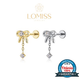 Piercing Orelha Labret Titânio Pvd Laço Com Pingente de Zircônias Brinco Helix Tragus Conch Nariz Body Piercing em Oferta na Shopee