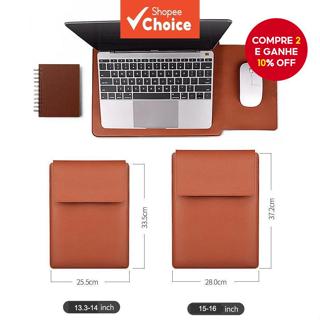 Bolsa Multiuso Para Laptop Macbook Air M2 Capa De Couro PU De 13 A 16 Polegadas Com Suporte Estudo De Escritório em Oferta na Shopee
