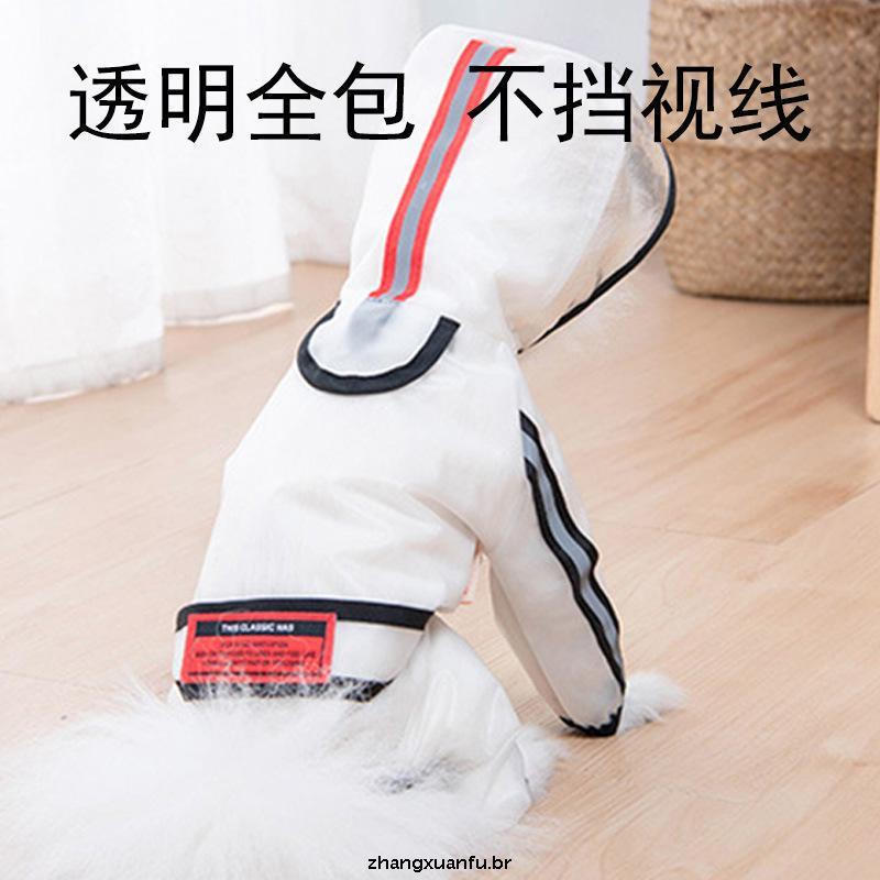 Cão capa de chuva de quatro patas impermeável com tudo incluído, poncho de cachorro de estimação Teddy Kogi Dog de verão