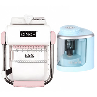 Encadernadora The Cinch Furo Quadrado + Apontador Elétrico Azul em Oferta na Shopee