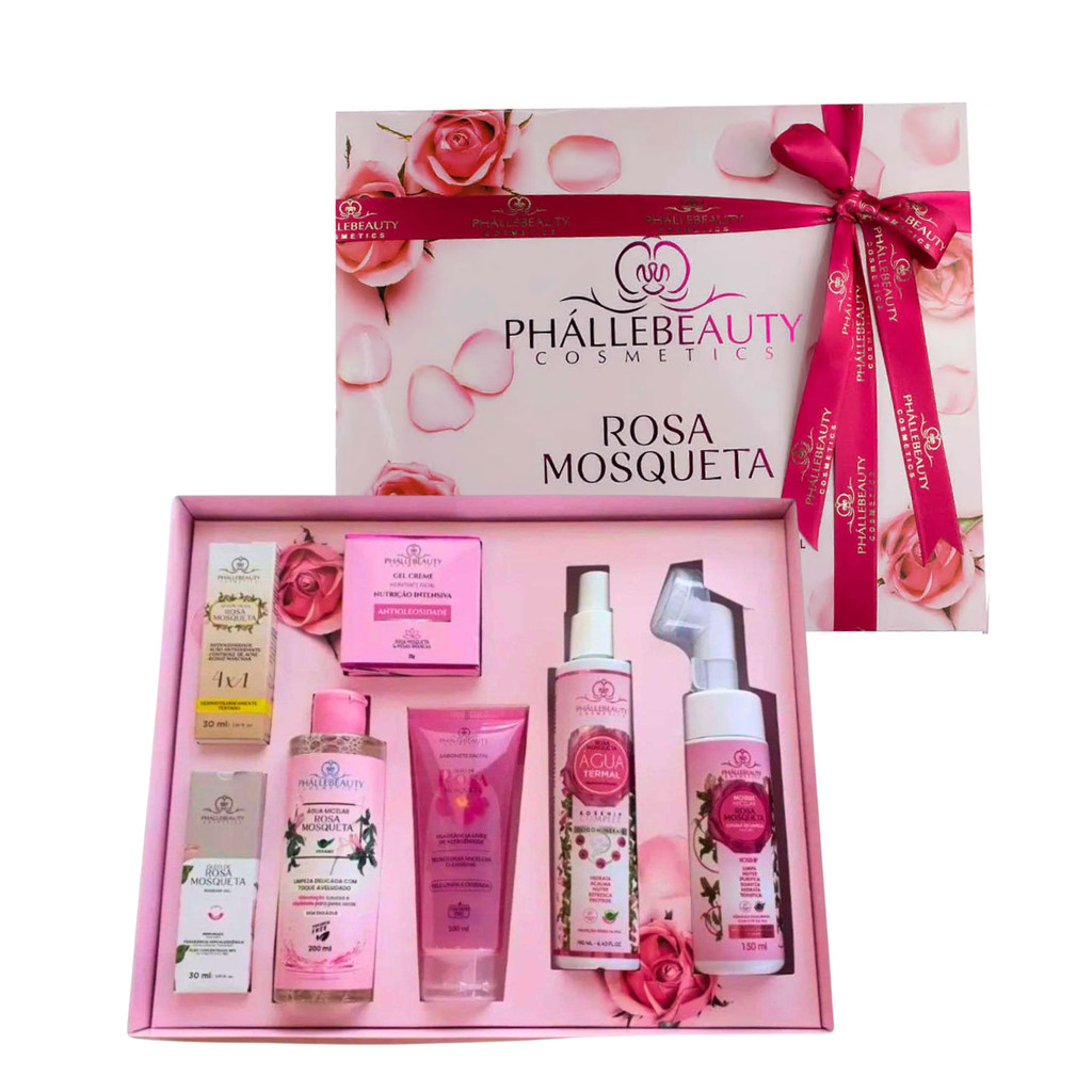 Kit Rosa Mosqueta Facial 7 Itens Phállebeauty Presente Skincare Cuidado Facial