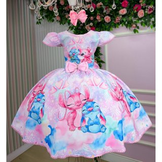 Vestido Tematico Luxo Stitch e Angel Modelo 2 Menina Infantil Festa Formatura Fantasia Aniversário em Oferta na Shopee