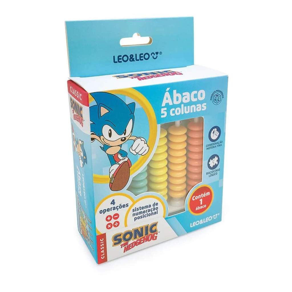 Brinquedo Educativo Ábaco Sonic 5 Colunas 50 Argolas Leo&Leo Leonora - 10455 em Oferta na Shopee