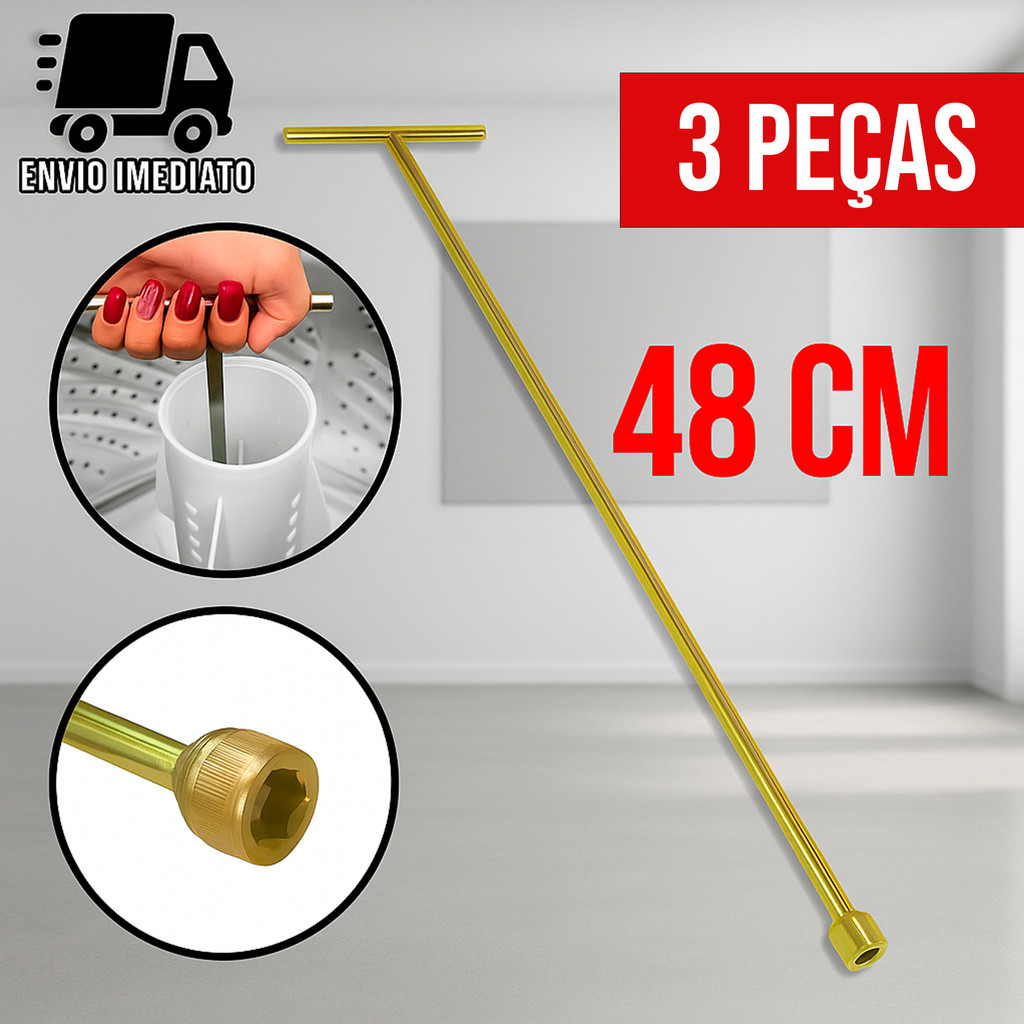 Kit 3 Chave T 10mm Longa para Maquina de Lavar Agitador