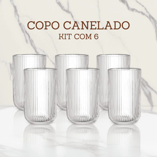 Jogo De Copos 6 Peças De Vidro Cameratta Canelado 420ml Suco Agua em Oferta na Shopee