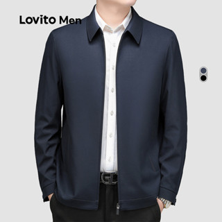 Lovito Jaqueta Masculina Elegante Clássica E Versátil Com Zíper Azul Marinho Para Uso No Outono/inverno LNE122170 em Oferta na Shopee