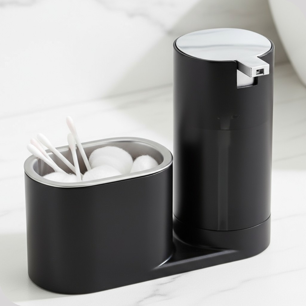Porta Detergente Arthi Preto Dispenser Sabonete Líquido Bucha Organizador Pia Cozinha Banheiro Luxo