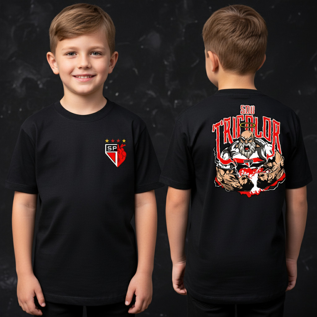 Camiseta Infantil De Time  Sou Tricolor  São Paulo Camisa De Menino e Menina 100% Algodão Lançamento