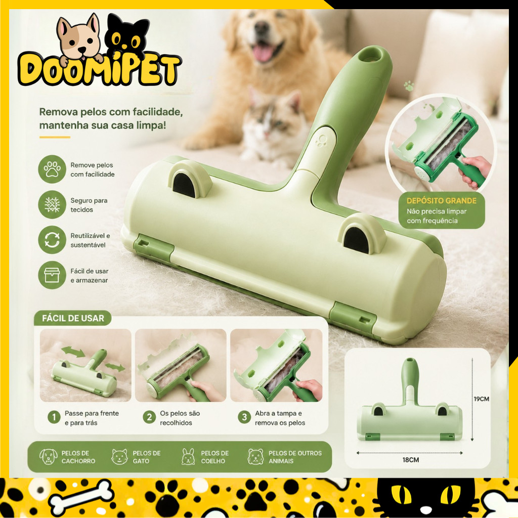 Removedor De Pelos Para Cães E Gatos - Rolo Adesivo Portátil Para Limpeza De Sofás E Roupas